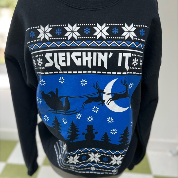 Ugly Christmas sweater pull over Santa Hybrid   Size L - Picture 3 of 4